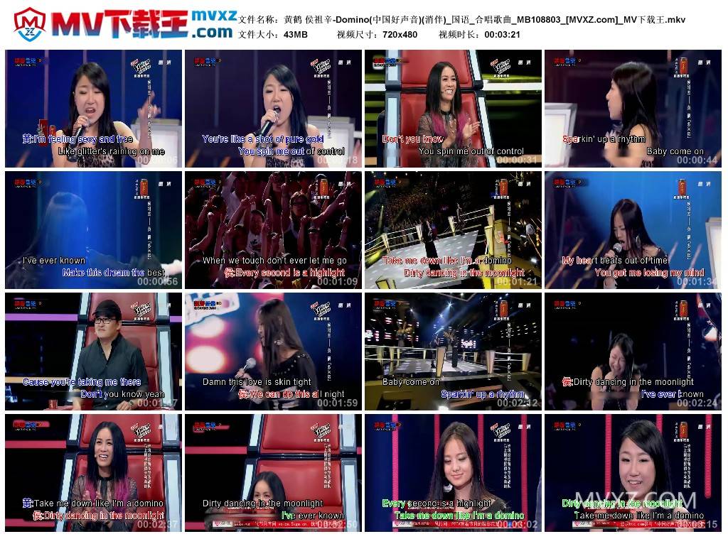 黄鹤 侯祖辛-Domino(中国好声音)(消伴)_国语_合唱歌曲_MB108803